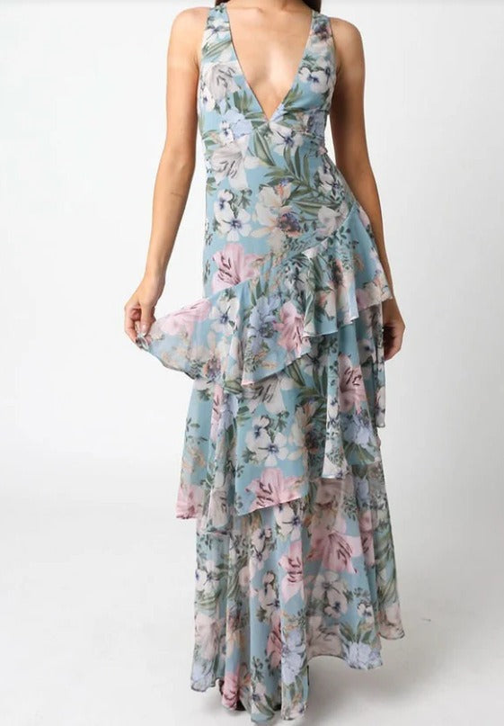 LISA | Florales Volant Maxi-Kleid