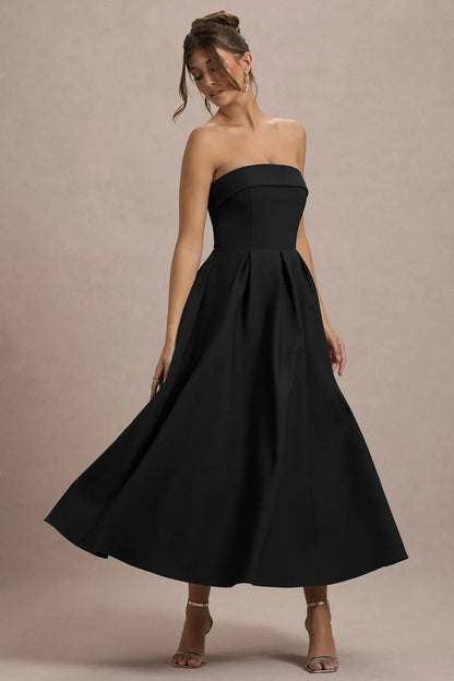 ANNE | Stilvolles Midi-Kleid mit schulterfreiem Ausschnitt