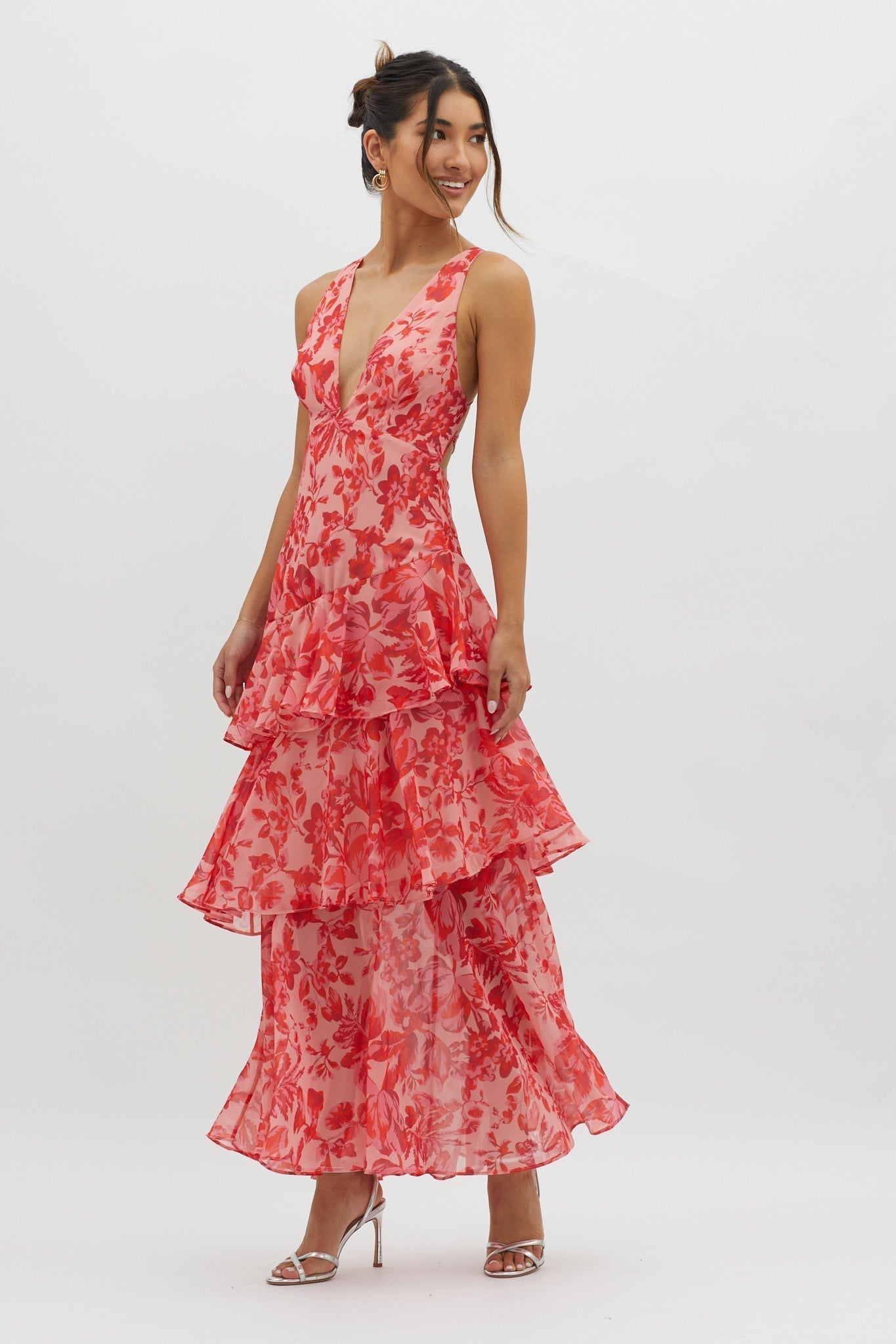 LISA | Florales Volant Maxi-Kleid