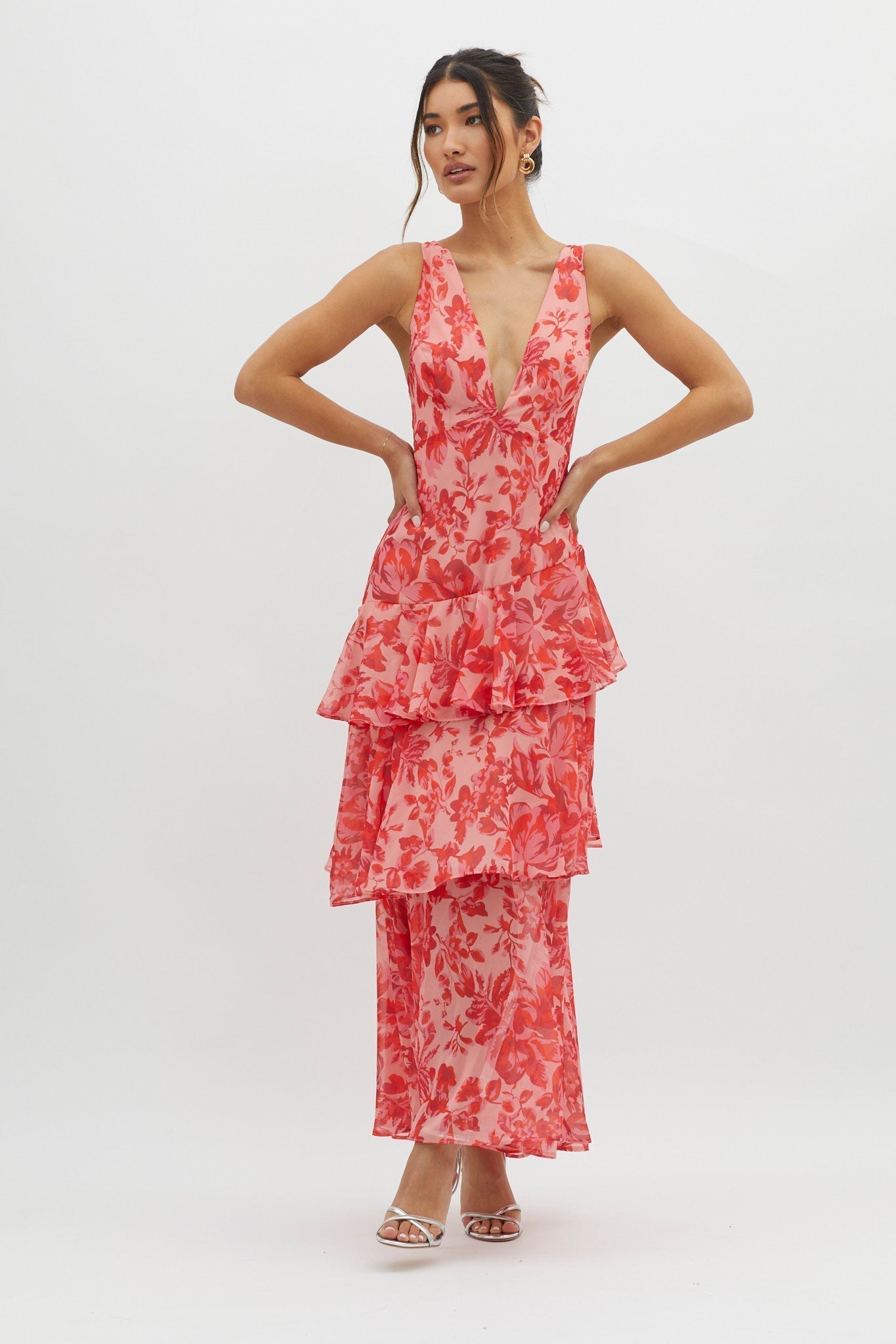 LISA | Florales Volant Maxi-Kleid