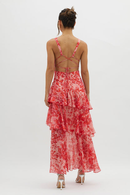 LISA | Florales Volant Maxi-Kleid