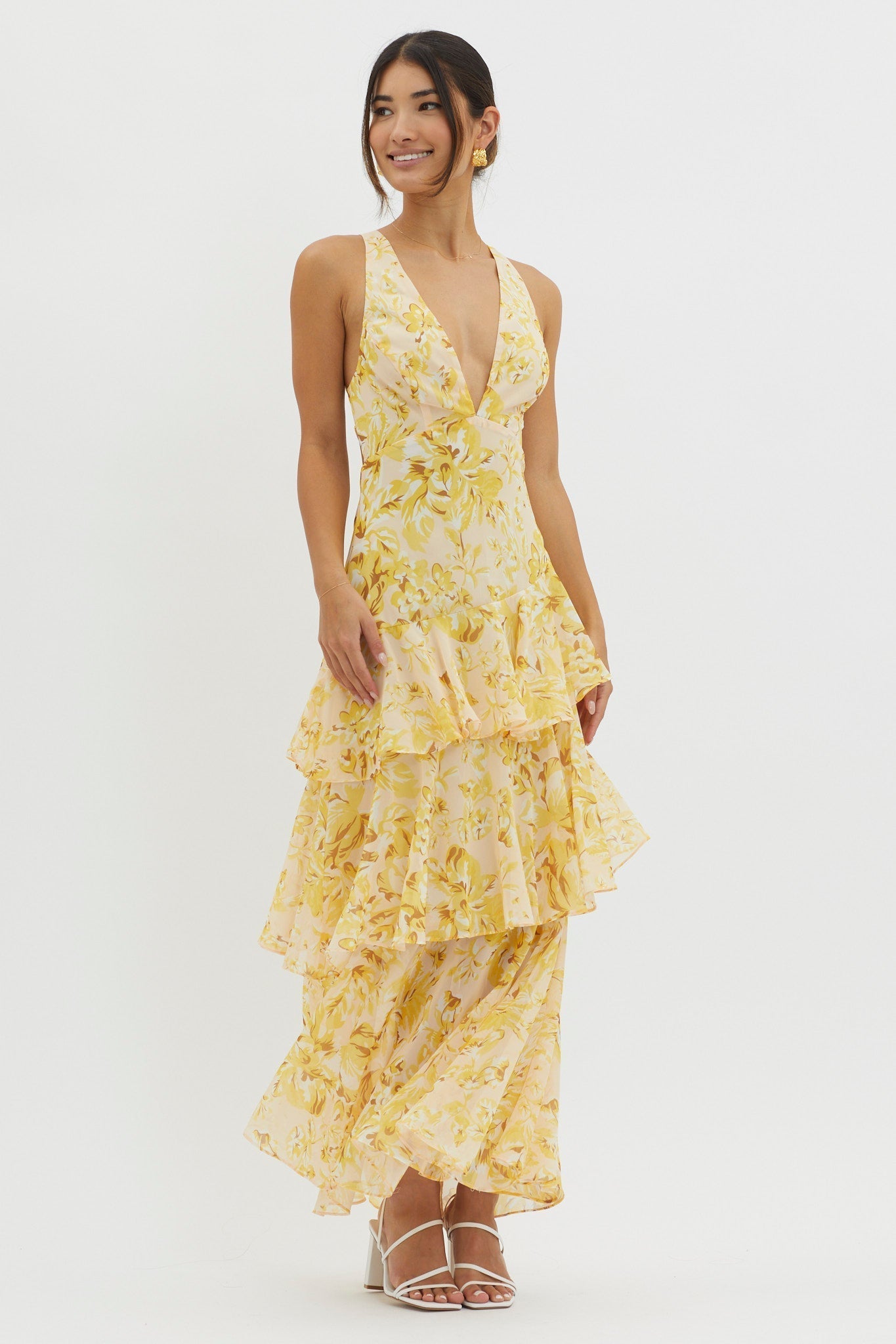 LISA | Florales Volant Maxi-Kleid