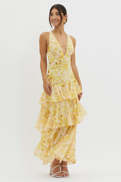 LISA | Florales Volant Maxi-Kleid
