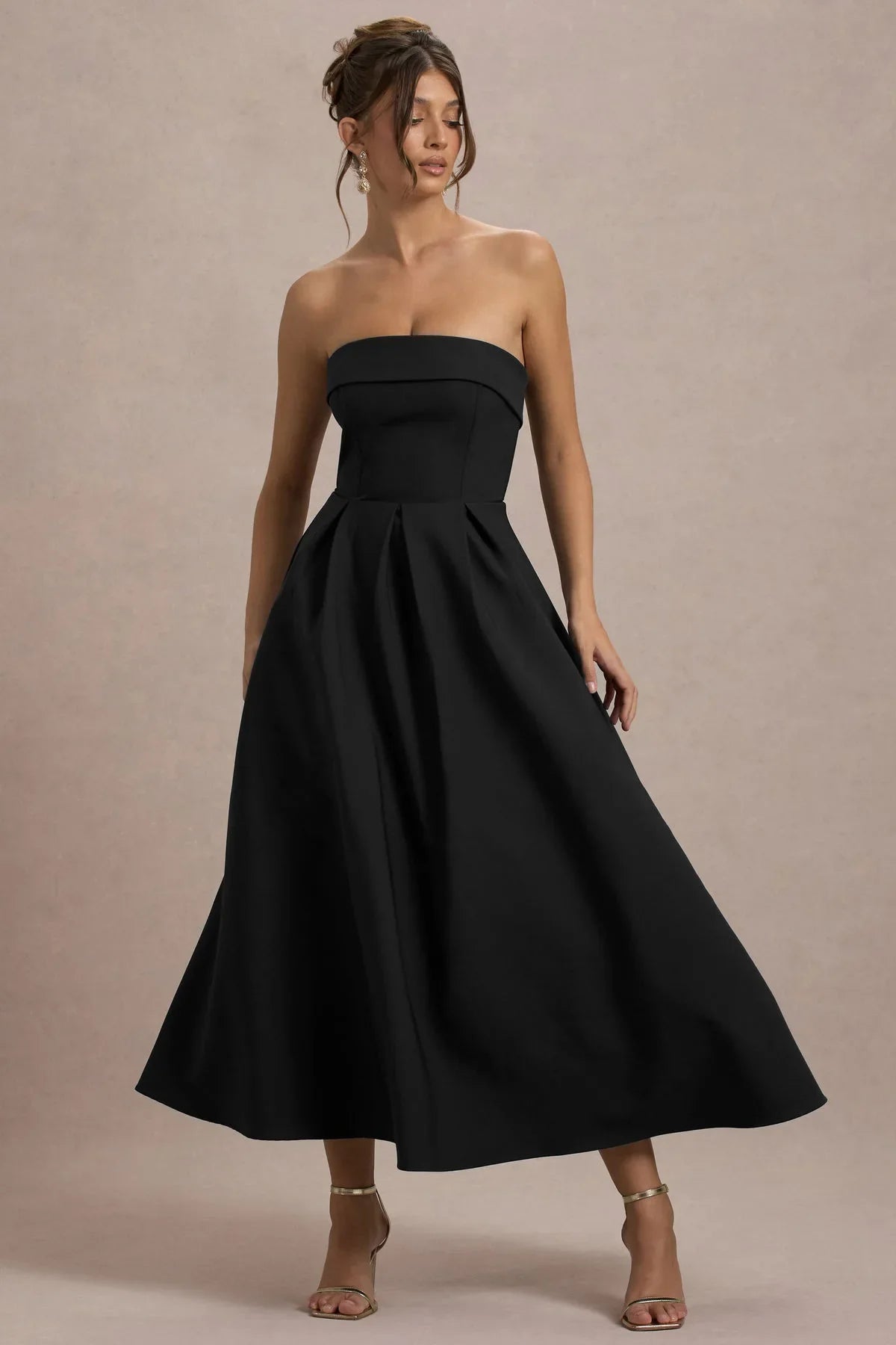 ANNE | Stilvolles Midi-Kleid mit schulterfreiem Ausschnitt