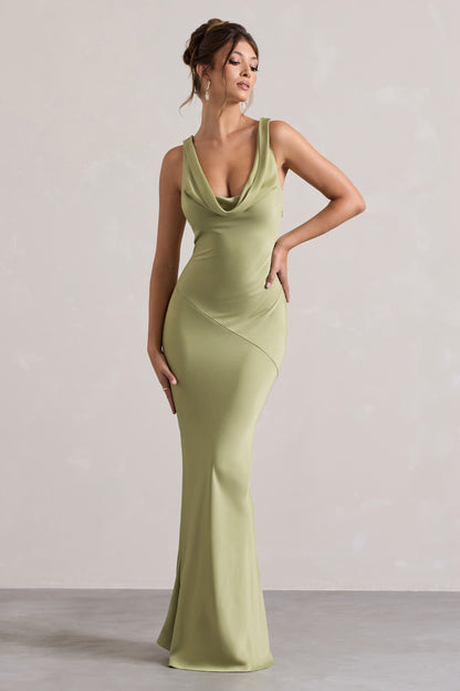 LENA | Minimalistisches Maxikleid mit drapiertem Ausschnitt