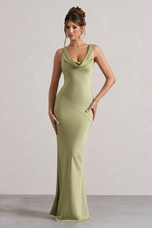 LENA | Minimalistisches Maxikleid mit drapiertem Ausschnitt
