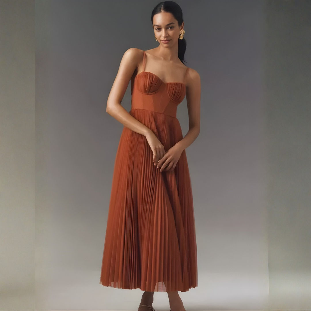AURELIA | Fließendes Plissee-Maxi-Kleid