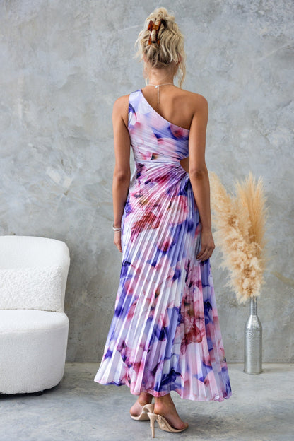 ELLA | Ein-Schulter-Plissee-Midikleid