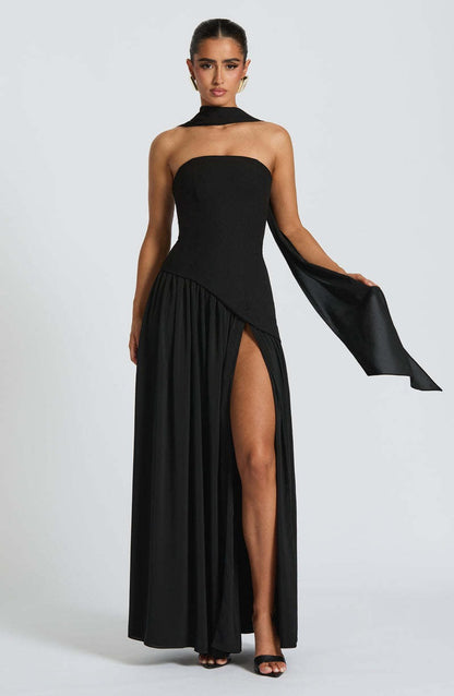 LINA | Trägerloses Maxikleid mit hohem Schlitz