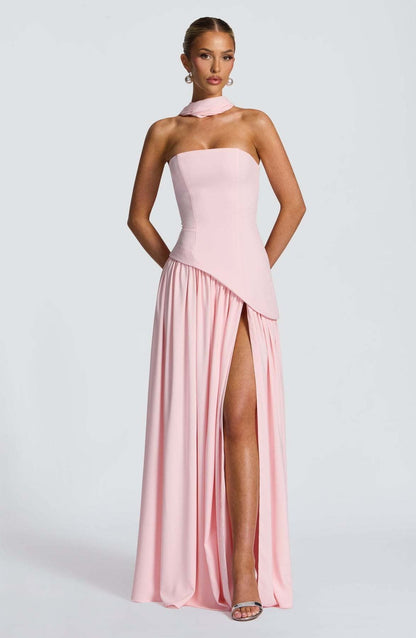 LINA | Trägerloses Maxikleid mit hohem Schlitz