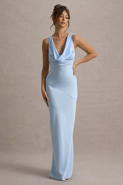 LENA | Minimalistisches Maxikleid mit drapiertem Ausschnitt
