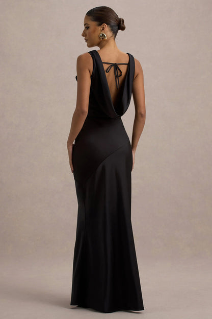 LENA | Minimalistisches Maxikleid mit drapiertem Ausschnitt