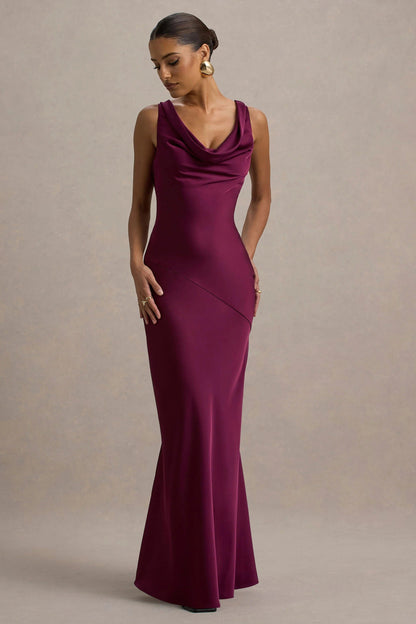 LENA | Minimalistisches Maxikleid mit drapiertem Ausschnitt