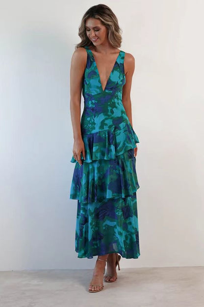 LISA | Florales Volant Maxi-Kleid