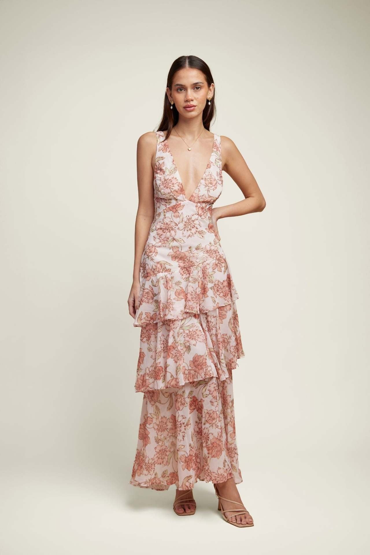 LISA | Florales Volant Maxi-Kleid