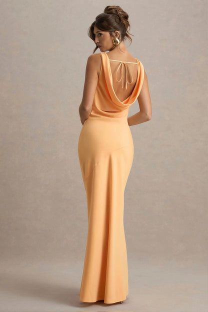LENA | Minimalistisches Maxikleid mit drapiertem Ausschnitt