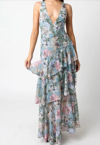 LISA | Florales Volant Maxi-Kleid