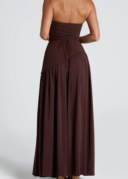 LINA | Trägerloses Maxikleid mit hohem Schlitz