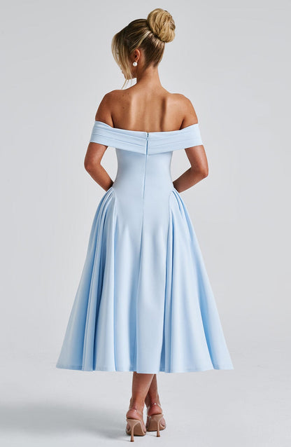 ELENA | Stilvolles schulterfreies Midi-Kleid