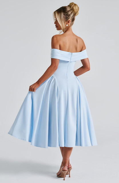 ELENA | Stilvolles schulterfreies Midi-Kleid